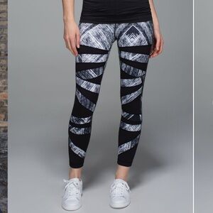 Rare Lululemon High Times Pant Heat Wave White Black / Black Mesh Size 10